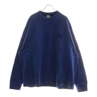 ×STUSSY Washed NRG Fleece Crewneck ステューシー ウォッシュ加工 ロゴ刺繍 長袖スウェットトレーナー ブルー DR4024-480 Aランク