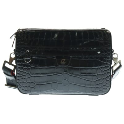 Ruisbuddy ルイスバディ クロコ型押しレザー 2WAY クラッチバッグ ショルダーバッグ ブラック Bランク