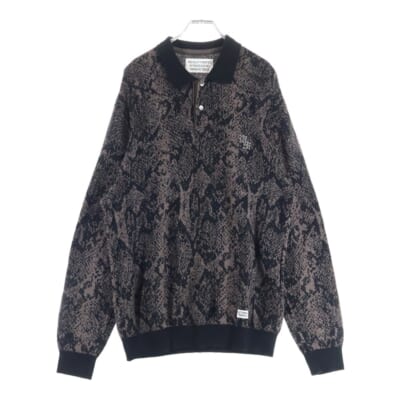 22AW PYTHON KINT POLO SHIRT パイソン柄 長袖ポロシャツ ブラウン 22FW-WMK-KN20 Bランク