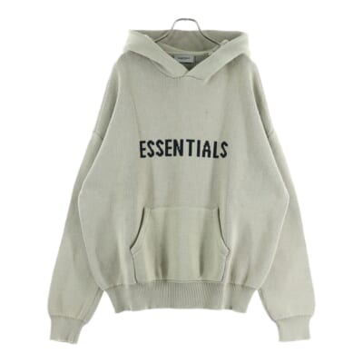 フロントロゴ プルオーバー ニットパーカー フーディ ベージュ Bランク