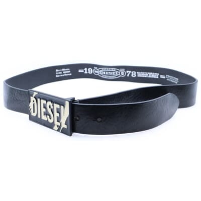 ロゴバックル レザーベルト ブラック Bランク