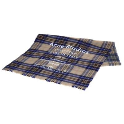 ロゴプリント チェック柄ウールマフラー ストール マルチカラー Bランク