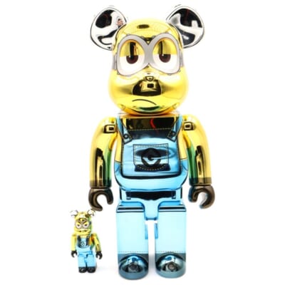 BE@RBRICK KEVIN Chrome Ver. 100% & 400% ベアブリック ケビン 人形 フィギュア イエロー/ブルー Aランク