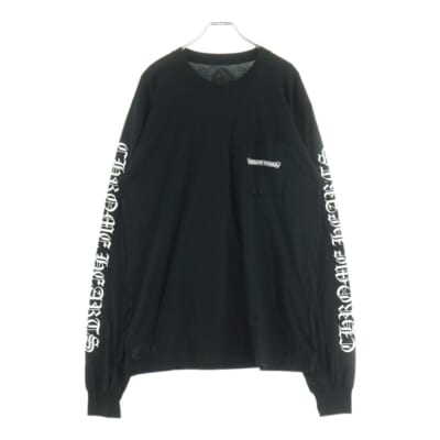 CH SCROLL LABEL スクロールラベル アームプリント クルーネック 長袖Tシャツ カットソー ブラック Sランク