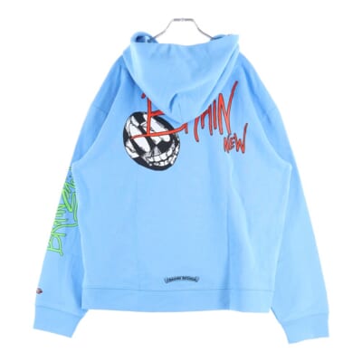 ×MATTY BOY PPO BRAIN NEW HD PLVR マッティーボーイ プリントロゴ スウェットプルオーバーパーカー ブルー Sランク