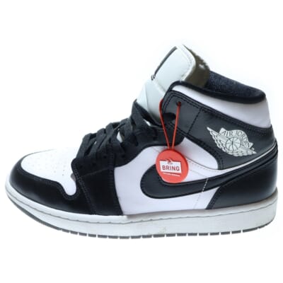 WMNS AIR JORDAN 1 MID Black White DV0991-101 エアジョーダン1 ミッド ハイカットスニーカー ブラック/ホワイト US110.5/27.5cm Bランク