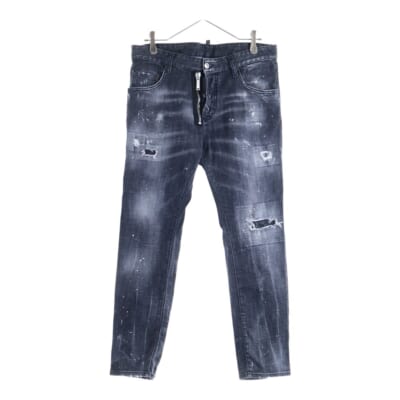 ダメージ加工 ボタンフライ デニムパンツ ブラック S71LB0970 S30357 Bランク