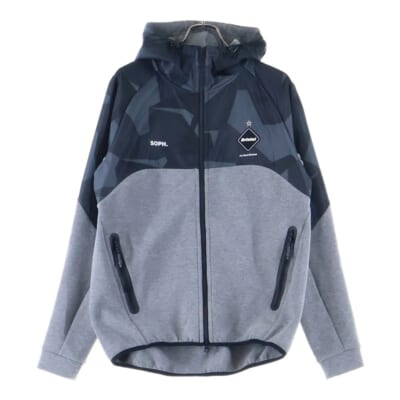 20AW VENTILATION HOODIE ベンチレーション ジップアップパーカー ブラック/グレー FCRB-202029 Bランク