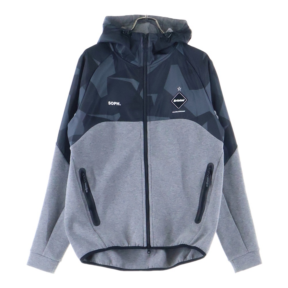 20AW VENTILATION HOODIE ベンチレーション ジップアップパーカー ブラック/グレー FCRB-202029 Bランク