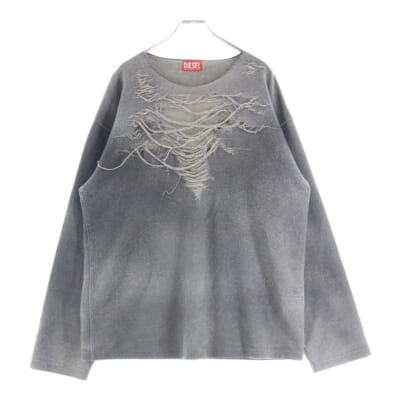 25SSS-RUBEN クラッシュ加工 クルーネックスウェット グレー A18216 Bランク