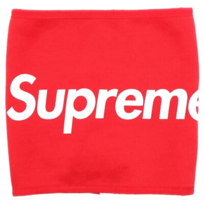 15AW Fleece Neck Gaiter ロゴプリント ネックウォーマー レッド Bランク