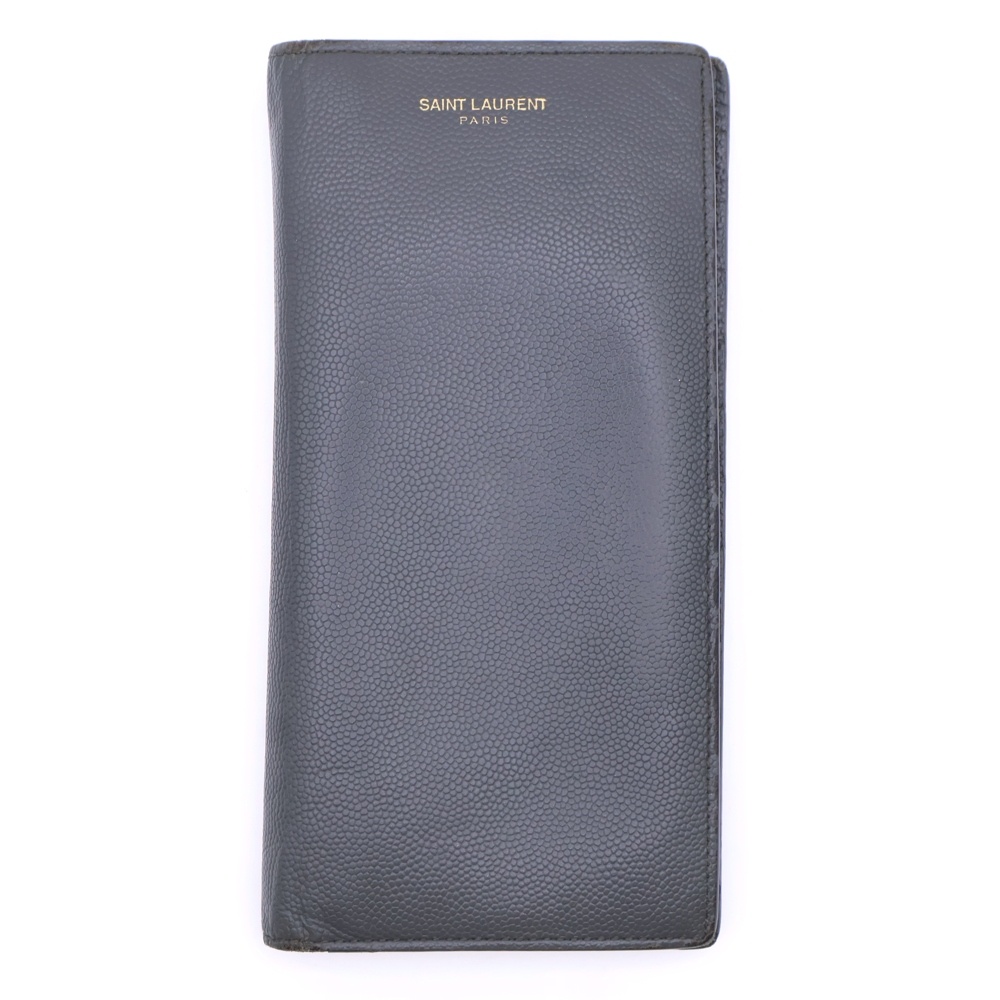 オーガナイザー レザー 二つ折りロングウオレット YSL-315866 長財布 グレー Bランク