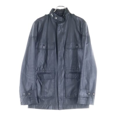 フロント ジップアップ オイルコーティング レザージャケット ブラック Bランク