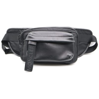 18AW HIP BAG ヒップ ラバーロゴ ナイロン レザー ショルダー ボディ バッグ ウエストポーチ ブラック D209A0063110 53234 Bランク