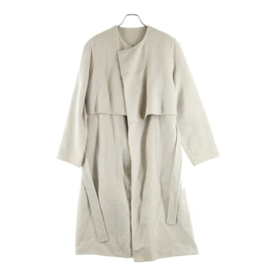 マルジェラ期 カシミヤ ノーカラー ガウン ロング コート ベージュ Bランク