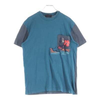 プラダ 半袖Tシャツ Sサイズ グリーン×ブラック Bランク