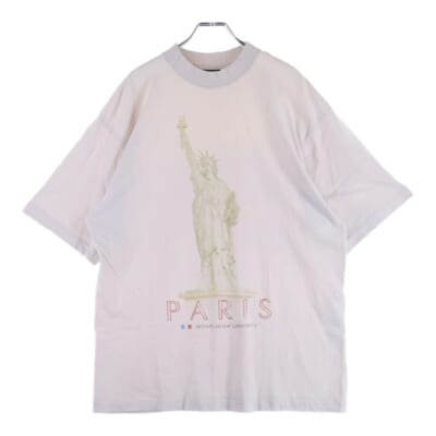 24SS Paris Liberty ダメージ加工クルーネック半袖Tシャツ カットソー ホワイト 764235 TQVR9 Aランク