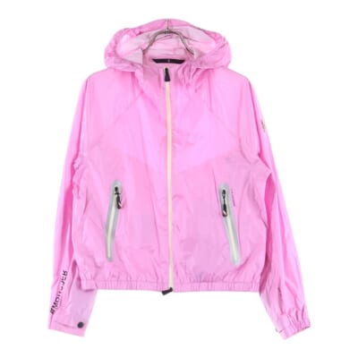 23SS ロゴ刺繍 リフレクター パッカブル フーデッド ジップアップ ナイロンジャケット ウィンドブレーカー ピンク I10981A00003 5955N Bランク