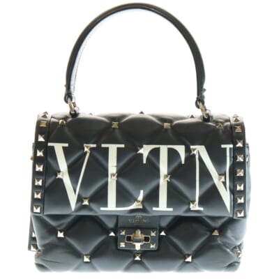 ガラヴァーニ キャンディスタッズ 2WAYバッグ ハンドバッグ ショルダーバッグ ブラック レザー ゴールド金具 Bランク