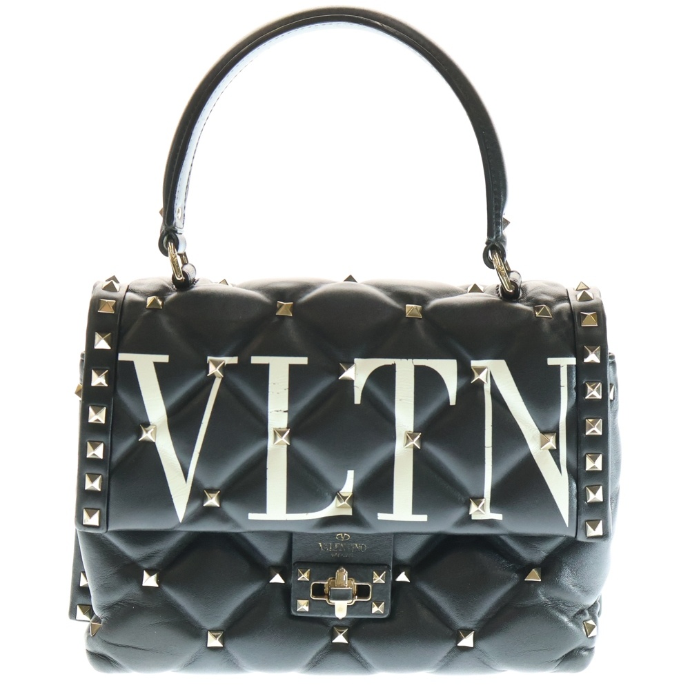 ガラヴァーニ キャンディスタッズ 2WAYバッグ ハンドバッグ ショルダーバッグ ブラック レザー ゴールド金具 Bランク