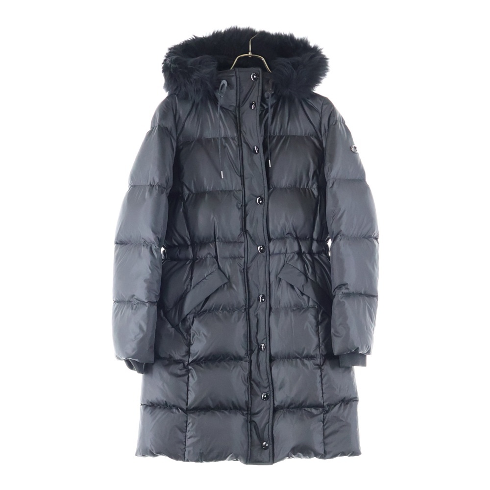 ファー フーデッド ジップアップ ダウンジャケット ブラック F34152 Aランク