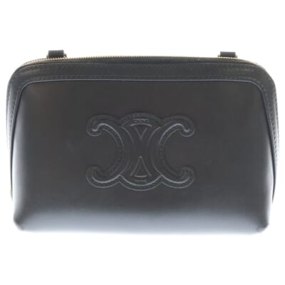 キュイル トリオンフ チェーンショルダーバッグ ミニバッグ ブラック レザー ゴールド金具 Bランク