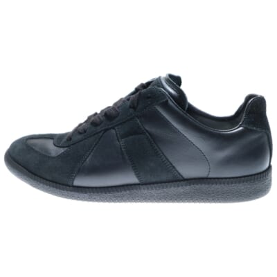 REPLICA ジャーマントレーナー スエード コンビレザー レースアップ ローカットシューズ スニーカー ブラック S57WS0236 Aランク