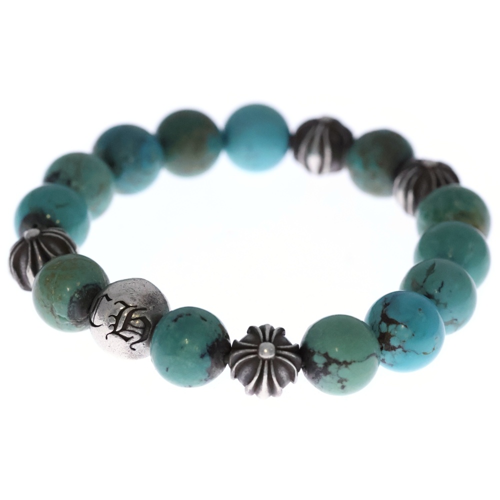 CHROM HEARTS CHクロスボール ターコイズ ビーズ ブレスレット クロムハーツ 12mm BEAD ターコイズビーズ クロスボールブレスレット