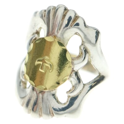 大メタル付きキャストリング シルバー/ゴールド Aランク