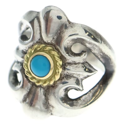 小金縄ターコイズ付きキャストリング シルバー/ゴールド Aランク