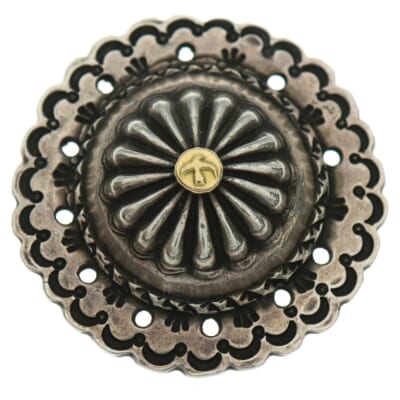 【オールド】K18付きフラワーコンチョ 大 シルバー/ゴールド Bランク