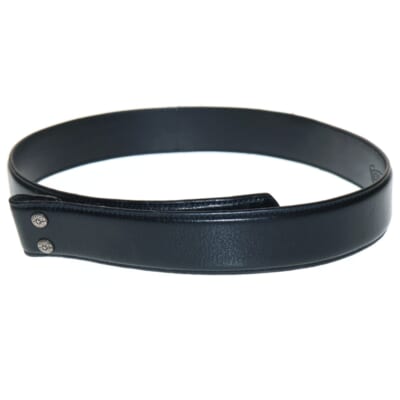 1.5 STRAP 1.5inch スクロールレーベルリベッツ レザーベルト ブラック Bランク