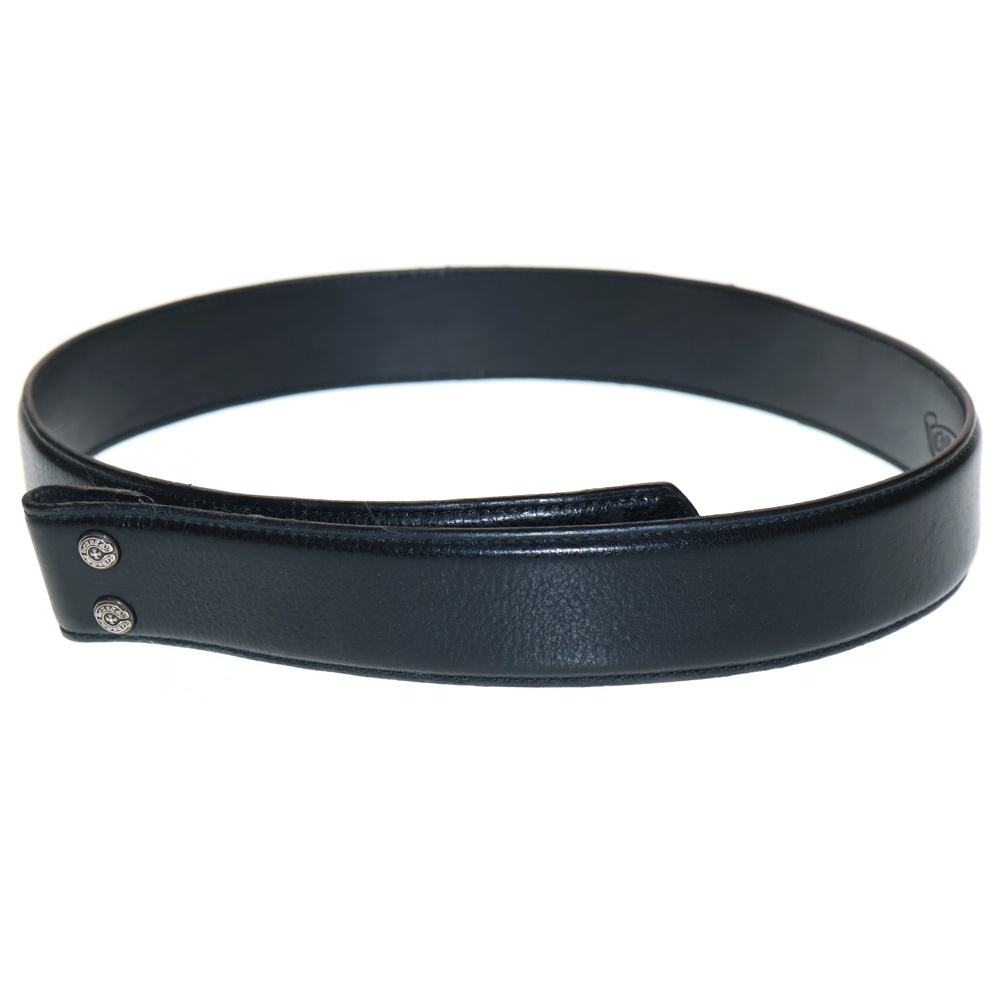1.5 STRAP 1.5inch スクロールレーベルリベッツ レザーベルト ブラック Bランク