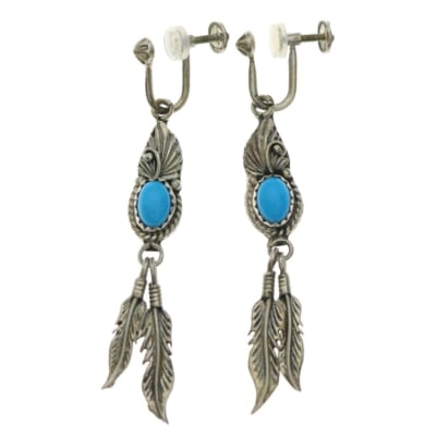 RB刻印 ターコイズ フェザーピアス シルバー Bランク