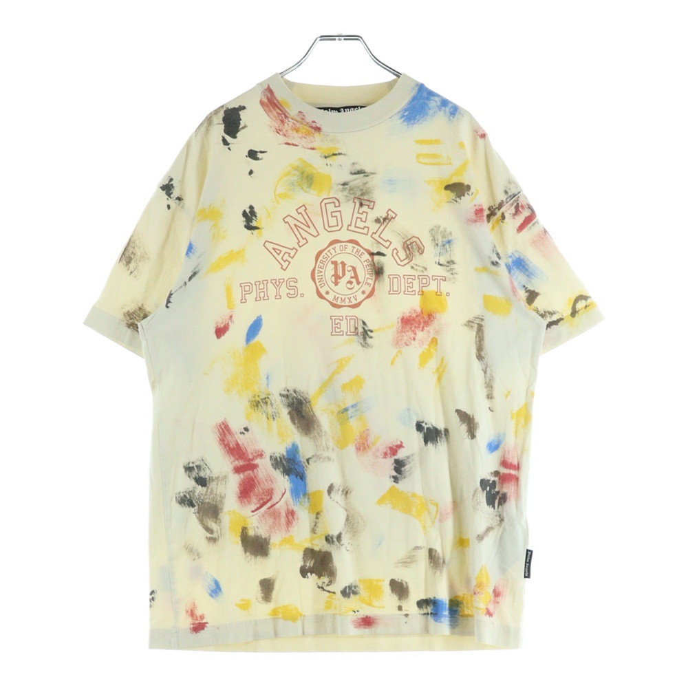 22SS Paint Effect College Crewneck T-Shirt ペイント加工 カレッジロゴプリント クルーネック 半袖Tシャツ カットソー ベージュ PMAA072S22JER002 Bランク