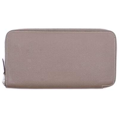 アザップロング シルクイン エトゥープ ロングウォレット 長財布 ブラウンベージュ レザー エプソン A刻印 シルバー金具 Bランク