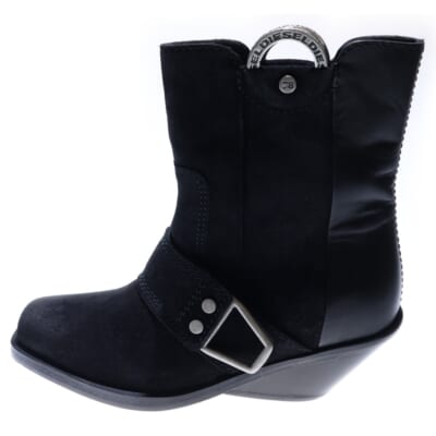 DIESEL ハーネス装飾 スエード レザー ショート ブーツ ブラック Aランク
