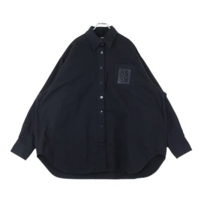 22AW LOGO PATCH OVERSIZED FIT SHIRT ロゴパッチ オーバーサイズドフィット 長袖シャツ ブラック 222-W244 Aランク