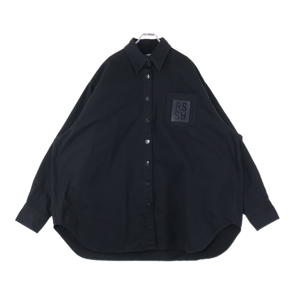 22AW LOGO PATCH OVERSIZED FIT SHIRT ロゴパッチ オーバーサイズドフィット 長袖シャツ ブラック 222-W244 Aランク