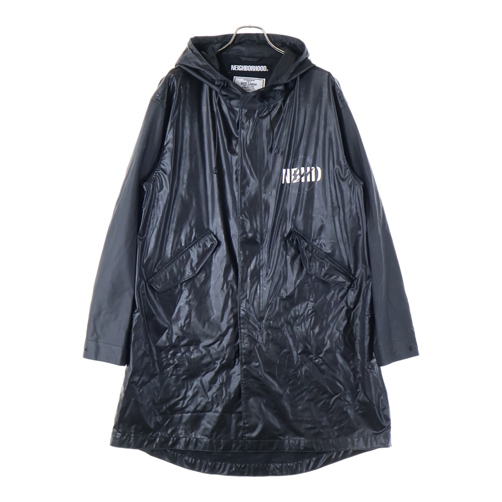 ×FRAGMENT DESIGN フラグメントデザイン ロゴプリント フーデッドジャケット ロングコート ブラック 181TSFRN-JKM01S Bランク