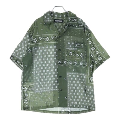 22SS オープン カラー ペイズリー 半袖シャツ カーキ 221TSNH-SHM05 Bランク