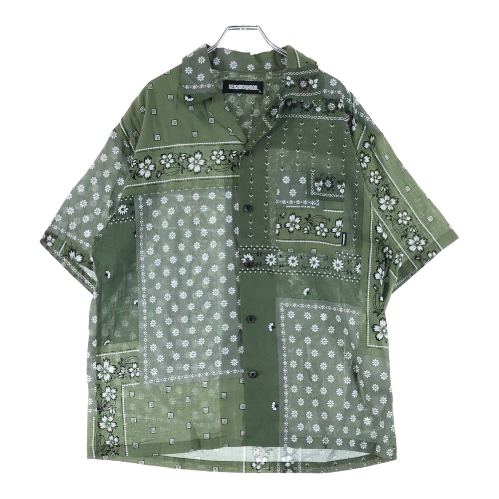 22SS オープン カラー ペイズリー 半袖シャツ カーキ 221TSNH-SHM05 Bランク