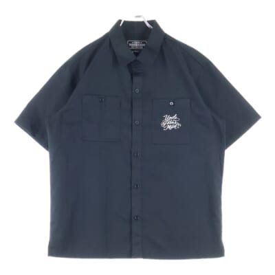 20SS ×MR.CARTTON ミスター カートゥーン ロゴ エンブロイダリー 半袖 ワークシャツ ブラック 201TSMCN-SHM01S Bランク