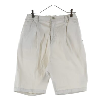 22SS TUCK C-ST ジップフライ ワンタック コットン ショーツ ハーフパンツ ホワイト 221AQNH-PTM07 Bランク