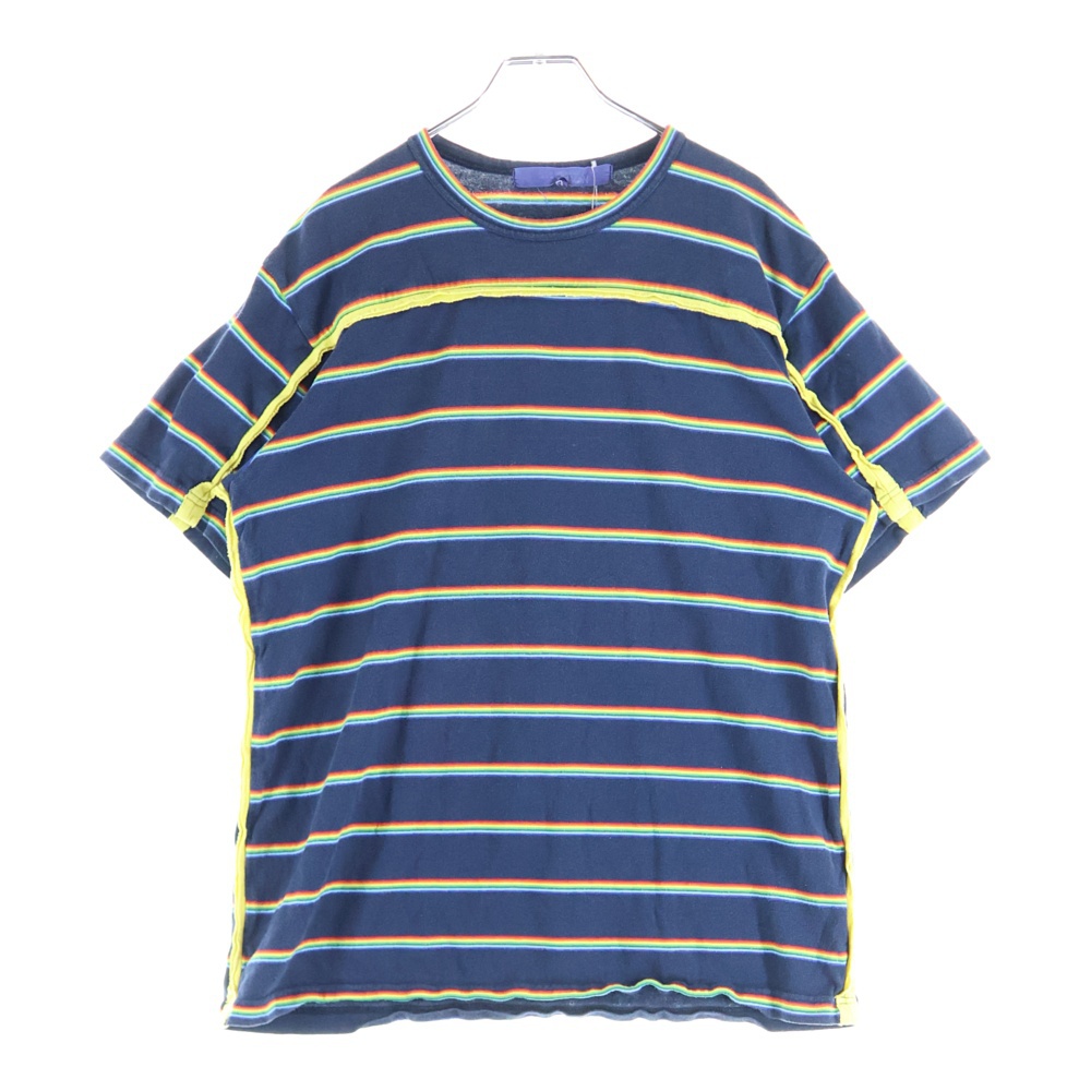 07SS AD2006 マルチカラーボーダー コットン クルーネック 半袖Tシャツ カットソー ネイビー/マルチカラー WS-T048 Bランク