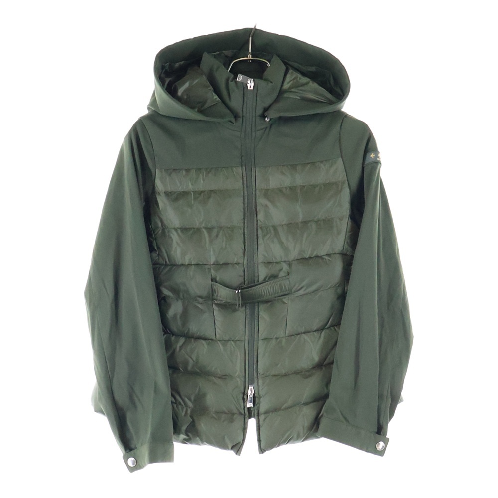 19SS PANTELLERIA ナイロン切り替え フーデッド ライトダウンジャケット カーキ レディース LTK19S4200 Bランク