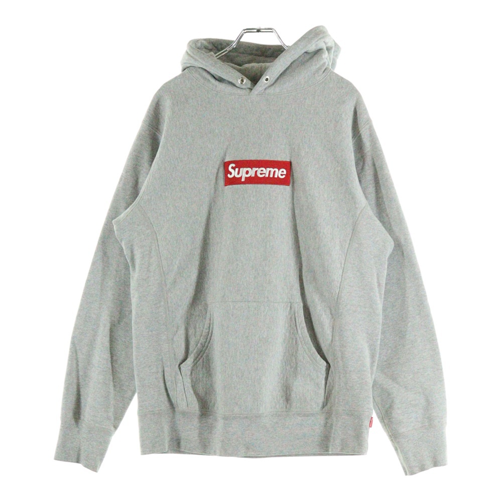 12AW Box Logo Hooded Sweat Shirt ボックスロゴ プルオーバー スウェット パーカー グレー Aランク