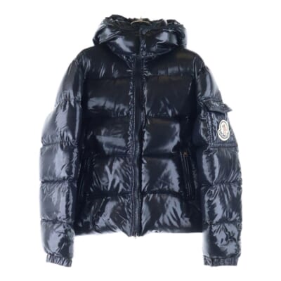 HIMARAYA ヒマラヤ ロゴワッペン フーデッドダウンジャケット パーカー ブラック 44342 Bランク