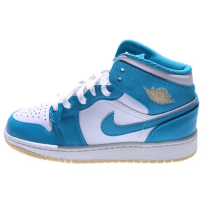 GS AIR JORDAN 1 MID AQUA エアジョーダン1 アクア ミッドカットスニーカー レディース ホワイト/ブルー US4Y/23cm DQ8423-400 Sランク