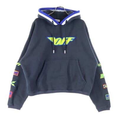 24SS LV RACING SKATE HOODIE レーシングスケート アームワッペン加工 プルオーバースウェットパーカー フーディー ダークグレー OMBB085G24FLE00X Aランク